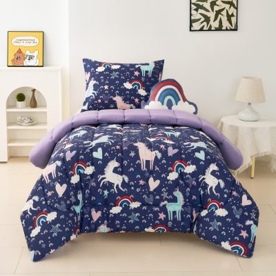 Enchanted Unicorn Dreams: Rainbow & Starry Night Youth Bedding Set